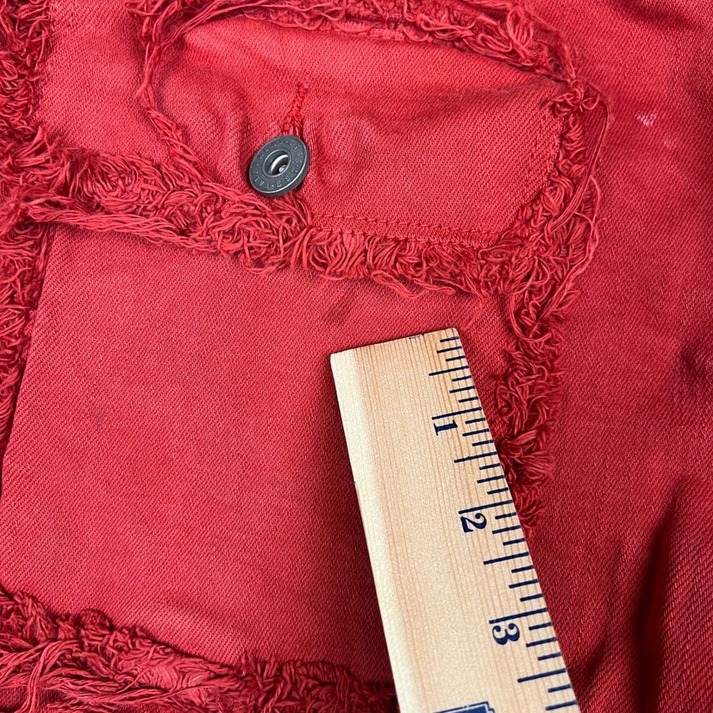 VALABASAS Red Denim Cargo Pants Distressed Ripped D-Ring Flare Leg 38x36 - Picture 8 of 16